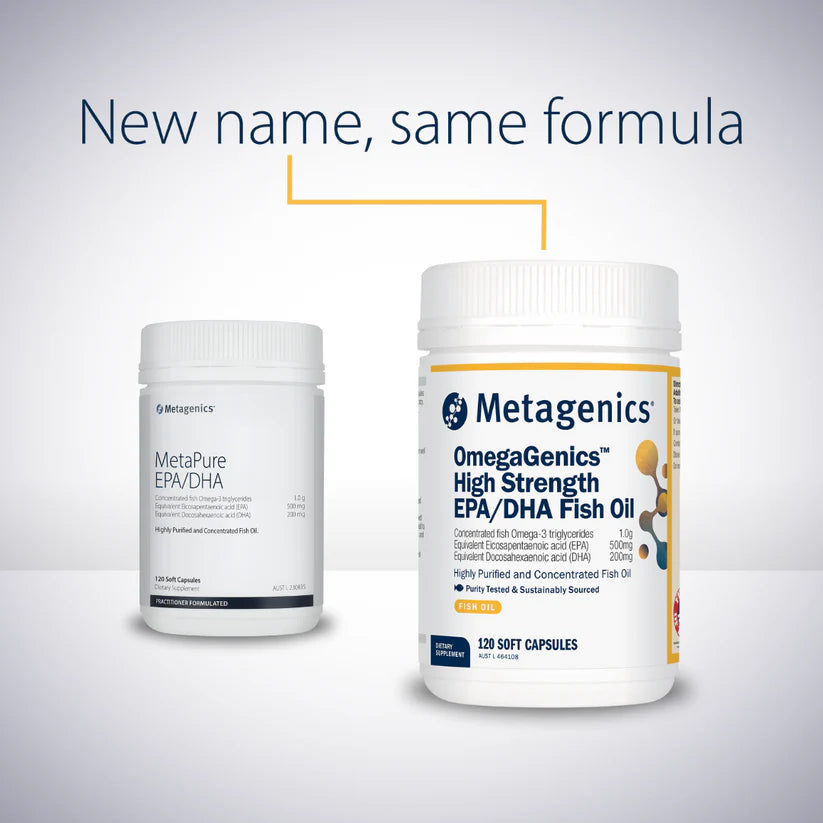 Metagenics MetaPure EPA/DHA 120 capsules (Omegagenics High Strength EPA DHA Fish Oil)